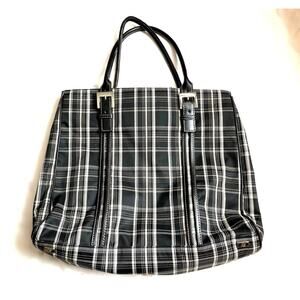Womens Tote Black & White Plaid Size 16" x 17" x 1"